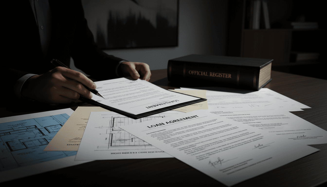 Notary organizing construction loan paperwork